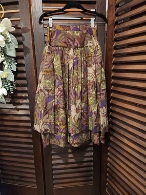 Vintage Valentino Sportswear Multicolor Floral Tiered Midi Skirt in